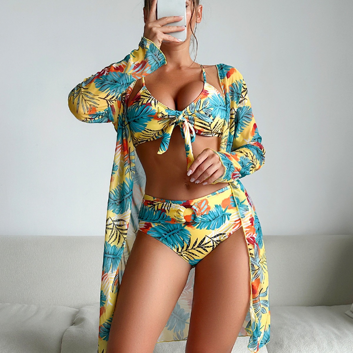 Kimono Sheer Floral - Costume da bagno floreale a 3